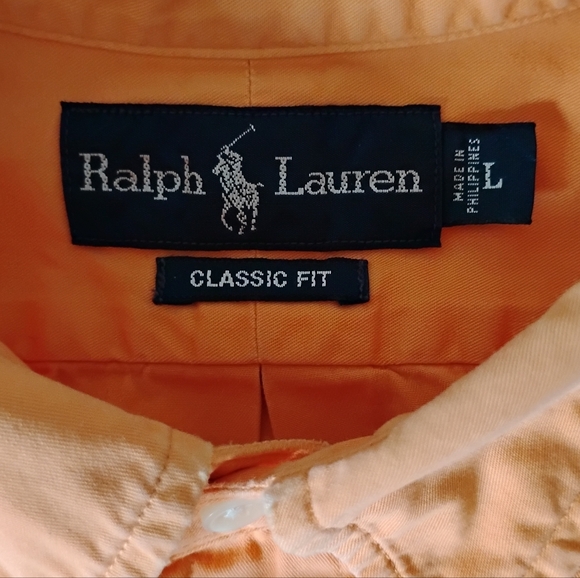 Ralph Lauren Cotton Poplin Button Down Shirt Orange Classic Fit Preppy Size L - Picture 14 of 17